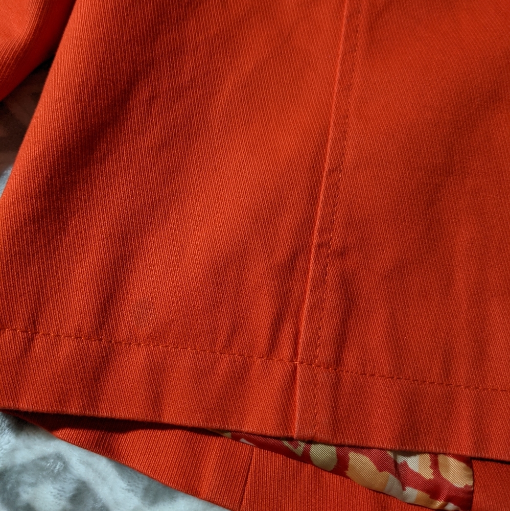 Gap Red Orange Cotton Peacoat size small with black buttons and buckle at neck - Picture 14 of 16